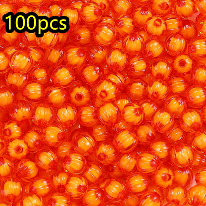 100/200pcs 8/10mm Transparent Inner Color Pumpkin Acrylic Beads