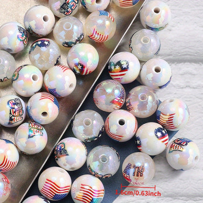 American Flag Pattern Acrylic Beads