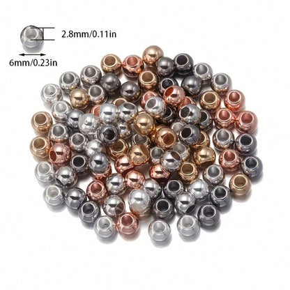 400pcs 6mm Golden Silvery Round CCB Spacer Beads