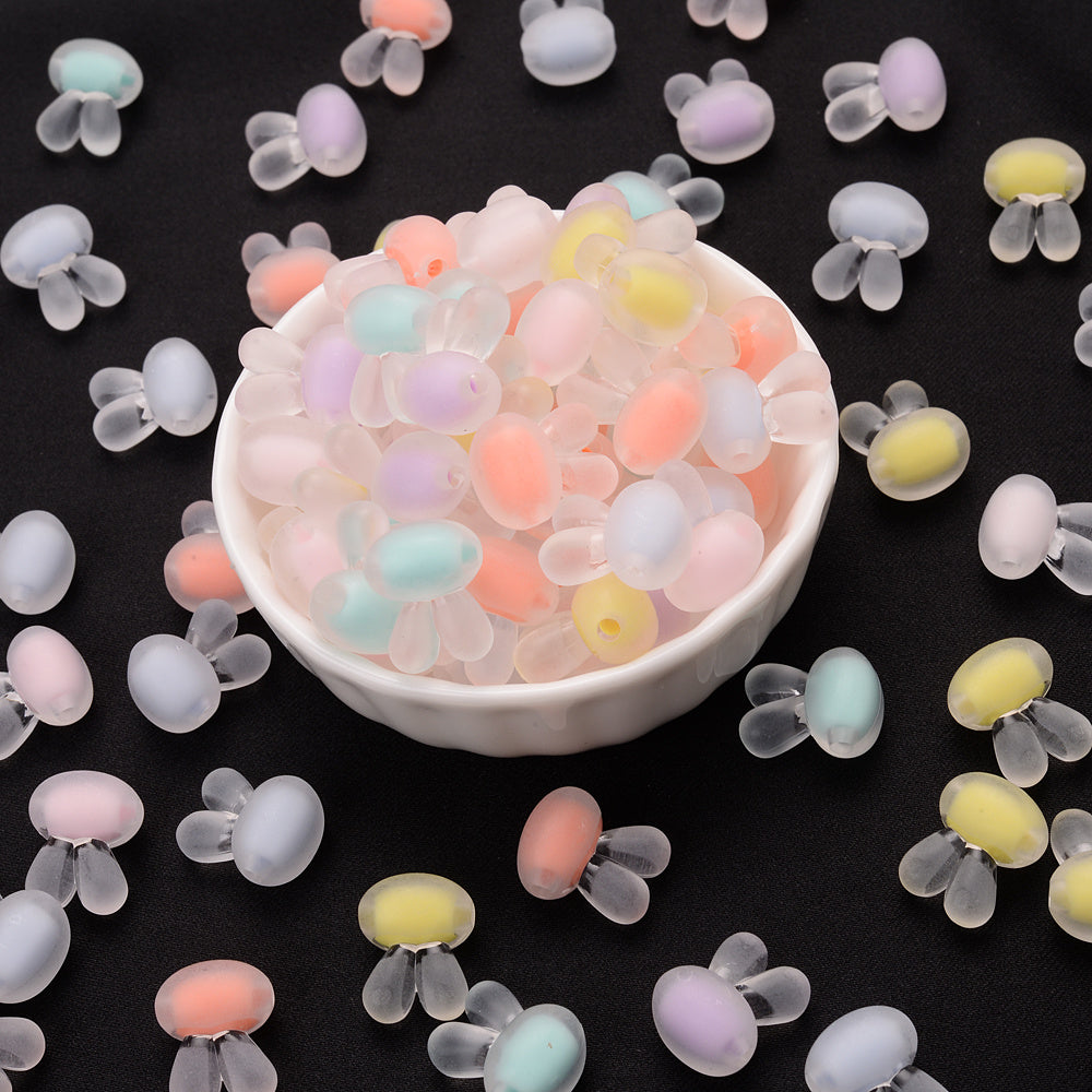 Colored Rabbit Head Acrylic Spacer Beads