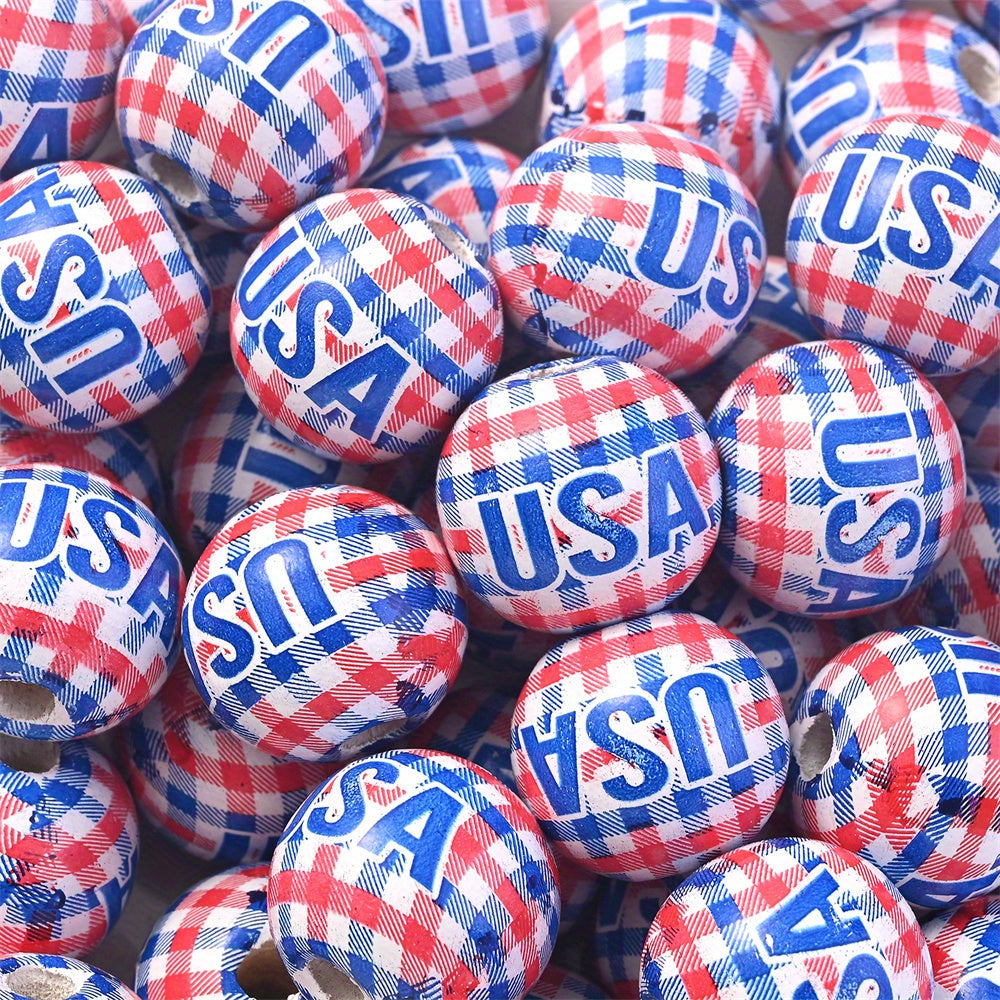 10PCS 16mm Animal Print Round Wooden Bead Set