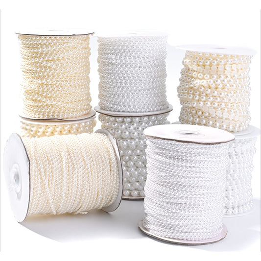 27m/roll 6mm Half Round Imitation Pearl Bead String