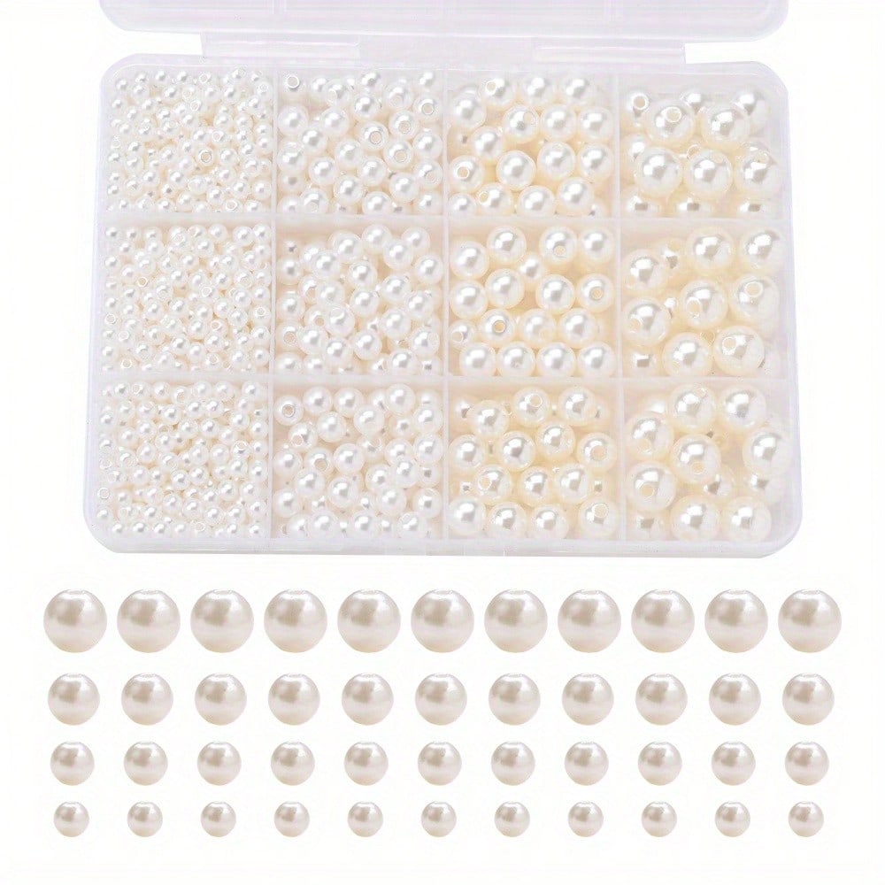 1100PCS Multi-Size Faux Pearl Bead Set