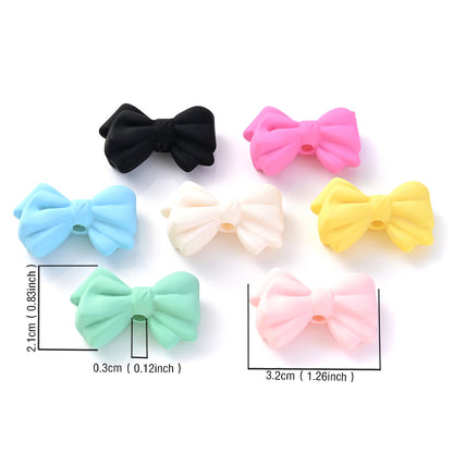 5pcs Acrylic Frosted Bow Tie Beads