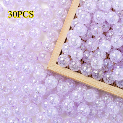 30pcs 10mm Colorful Crackle Acrylic Beads