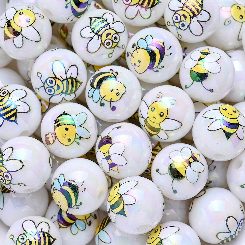 10pcs 16mm Yellow Bee Acrylic Beads