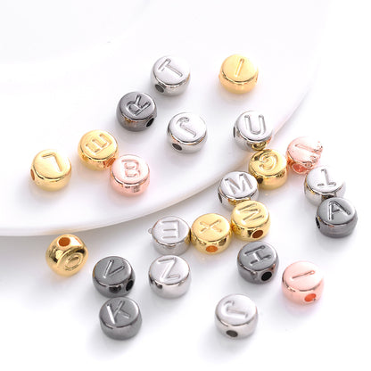 100pcs Silvery Golden Mixed Color Letter Acrylic Beads