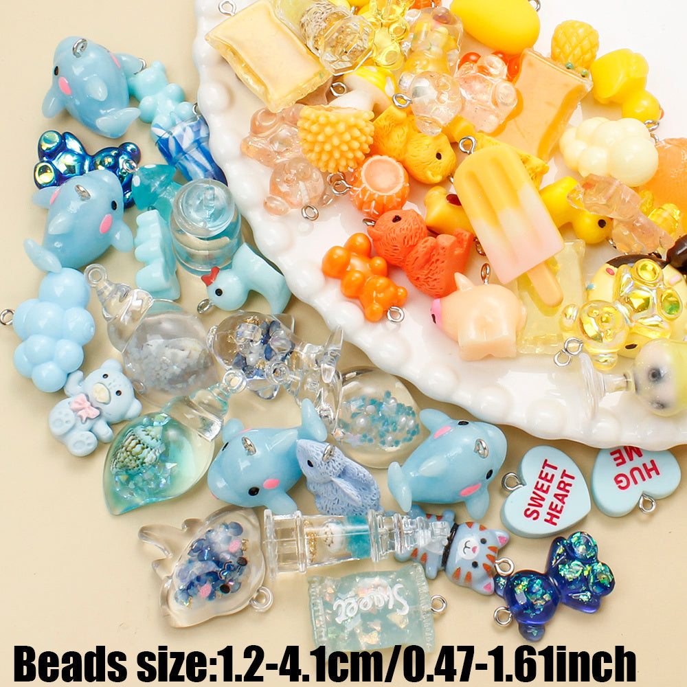 20-Piece Random Fruit, Animal & Flower Resin Charms