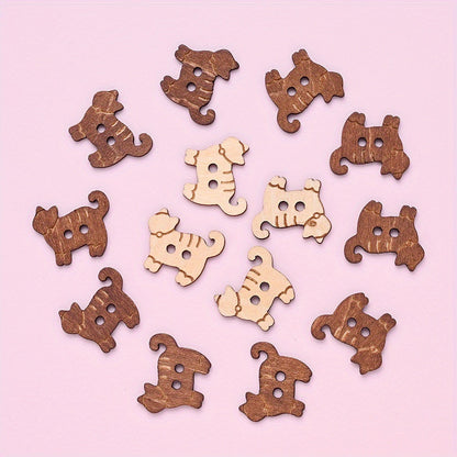 Kitten Wood Double Hole Buttons