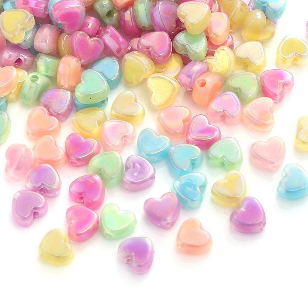AB Mixed Color Heart Acrylic Beads