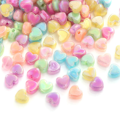 AB Mixed Color Heart Acrylic Beads