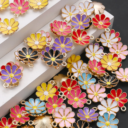 Color Block Daisy Enamel Charms