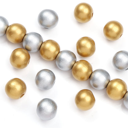 Gold & Silver Round Wooden Beads