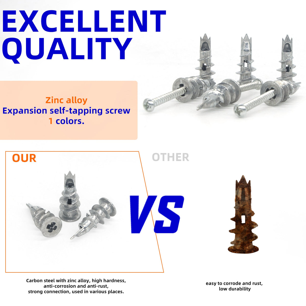 Zinc Alloy Hollow Wall Anchor Set