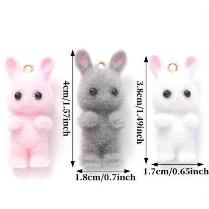 2PCS Plush Rabbit Cartoon Resin Pendant Set