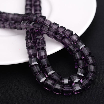 4mm Square Multi-faceted Czech Glass Cube Beads