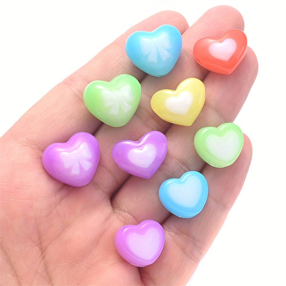 Heart Bow Pattern Acrylic Beads