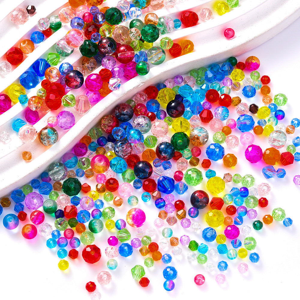 800-Piece Mixed Geometric Gradient Glass Spacer Beads