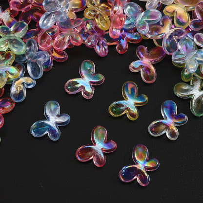 50pcs AB Mixed Color Transparent Butterfly Acrylic Beads