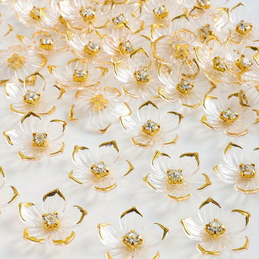 20pcs/set Transparent Flower Petal Acrylic Flatback Beads
