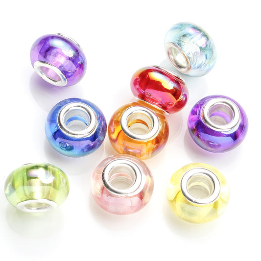 AB Transparent Round Acrylic Large Hole Beads
