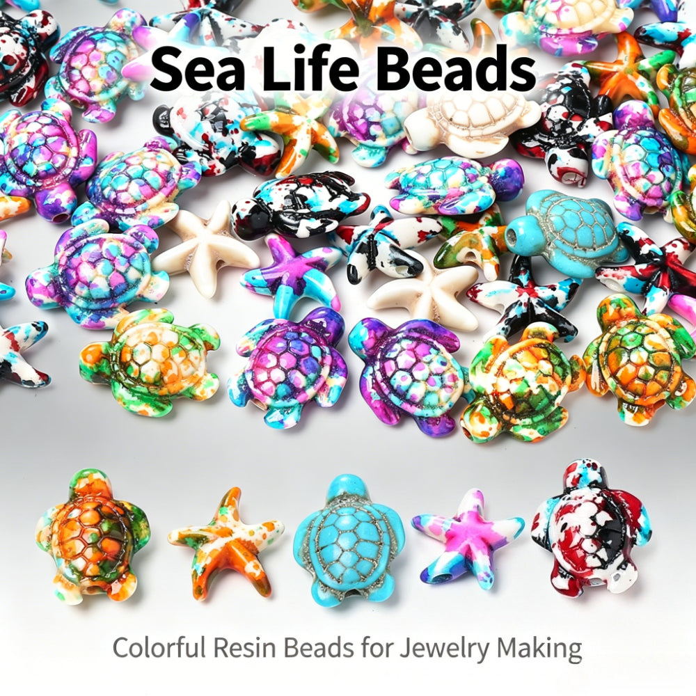 200pcs Random Color Gradient Turtle Spacer Beads