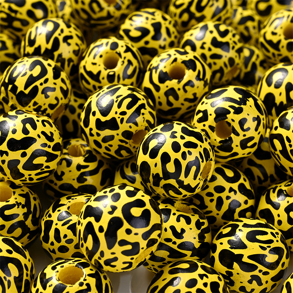 Leopard Print Wooden Spacer Beads