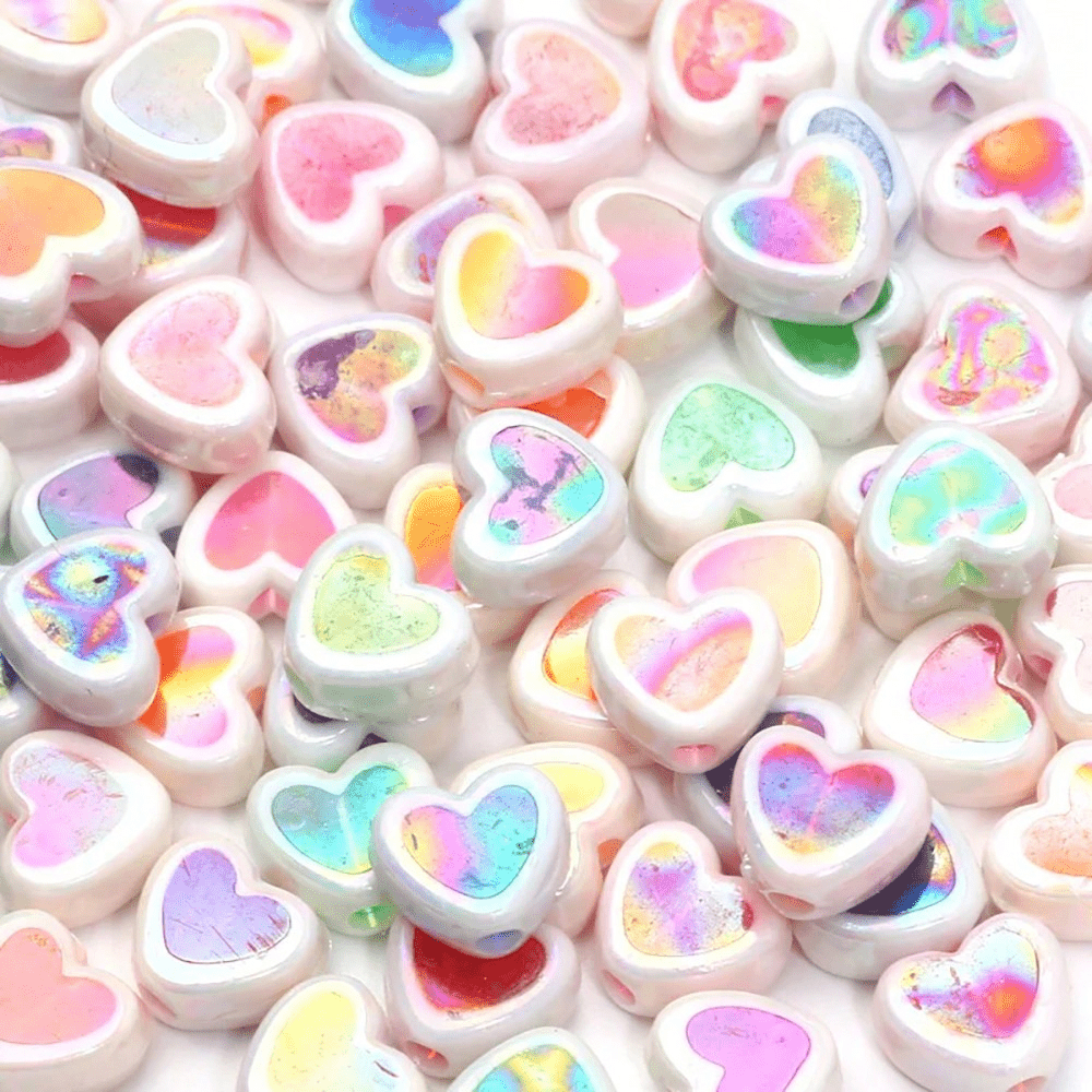 Shiny Heart Acrylic Spacer Beads