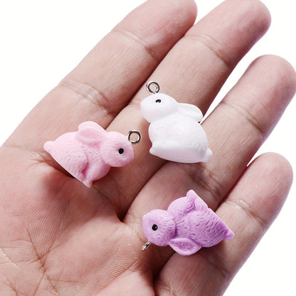 10PCS 16×21mm Colorful Rabbit Resin Pendant Set
