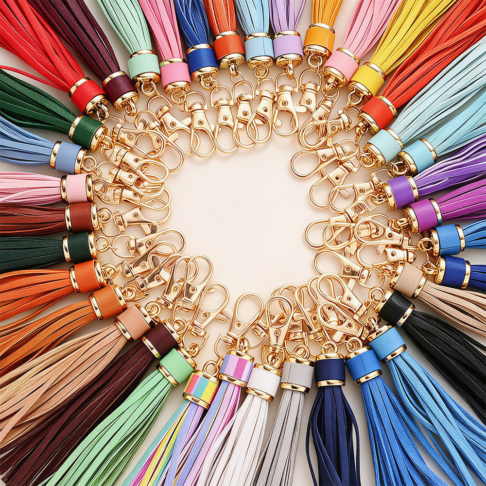 PU Leather Tassel Lobster Clasp Charms