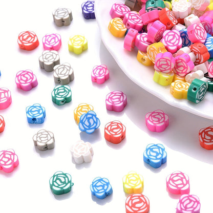 Mixed Rose Polymer Clay Spacer Beads
