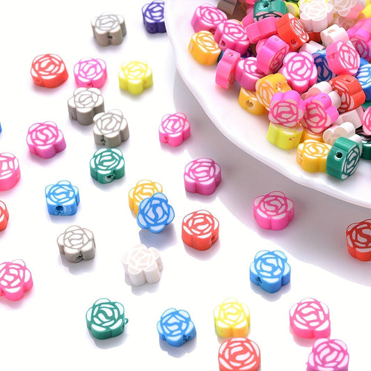 Mixed Rose Polymer Clay Spacer Beads