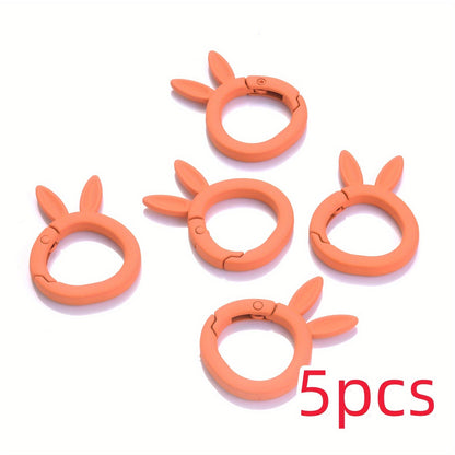 5-Piece 37x27 mm Rabbit Ear Shape Metal Keychain Hooks