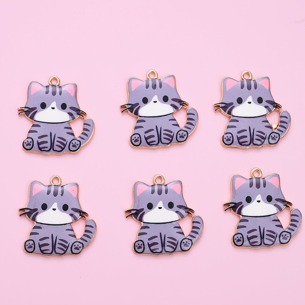 Enamel Cat Pendant Charms