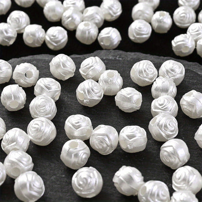 White Rose Acrylic Beads