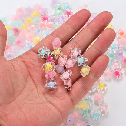 30/50pcs 11/12mm Translucent Floral Star-Shaped Acrylic Beads