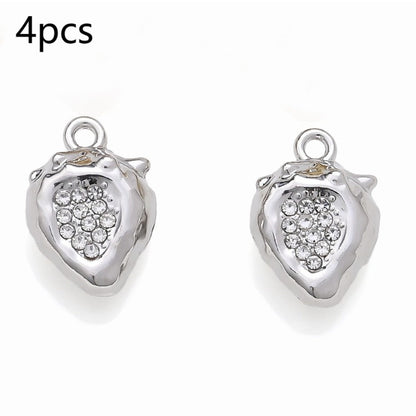 Strawberry Rhinestone Metal Pendant Charms