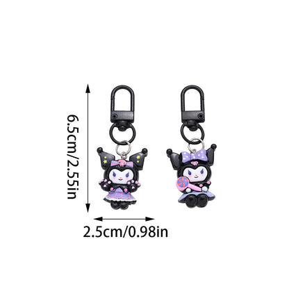 6pcs Kuromi Keychians Set Black Keychain Kit for Bag, Shoes, Coat Decor