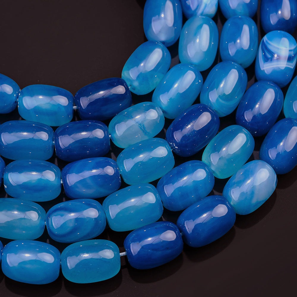 28pcs/strand 10x14mm Natural Agate Barrel Beads
