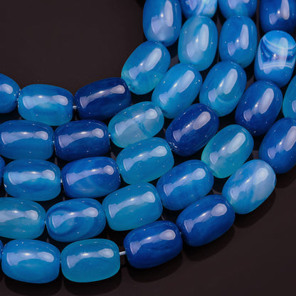 28pcs/strand 10x14mm Natural Agate Barrel Beads