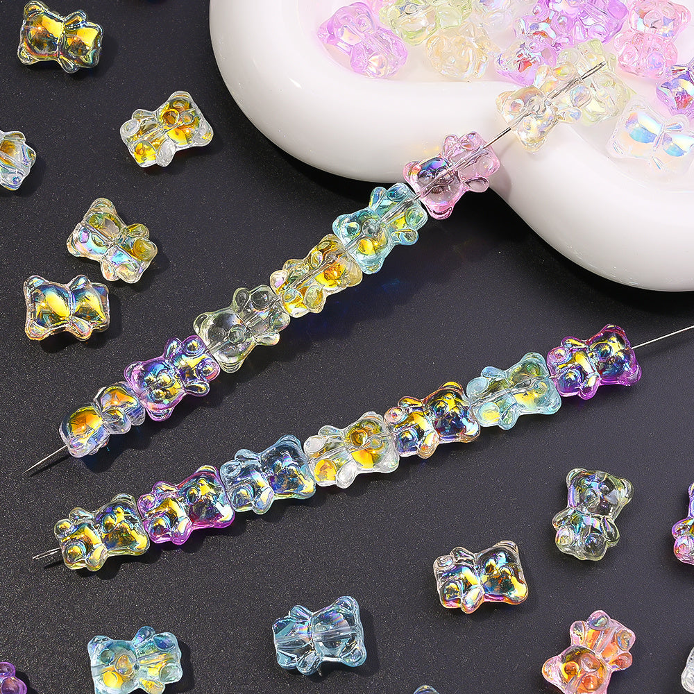 20PCS 15×12mm Transparent AB Bear Glass Spacer Beads