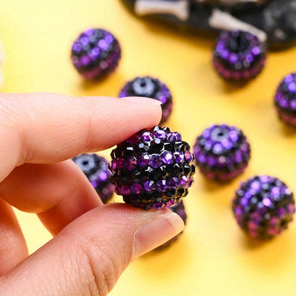 Black Purple Resin Round Beads