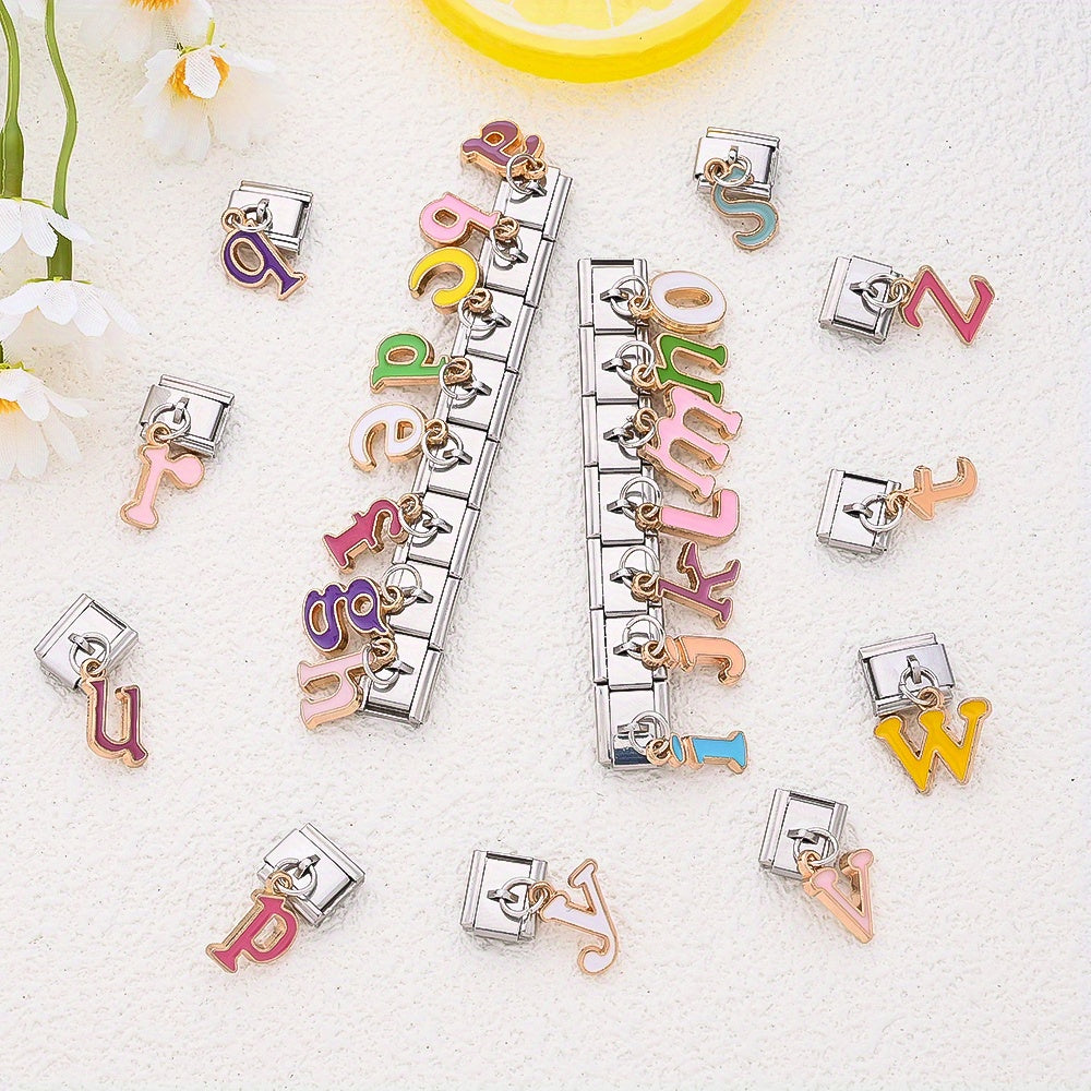 1PC A-Z English Letter Charm Link Set for 9mm Bracelets
