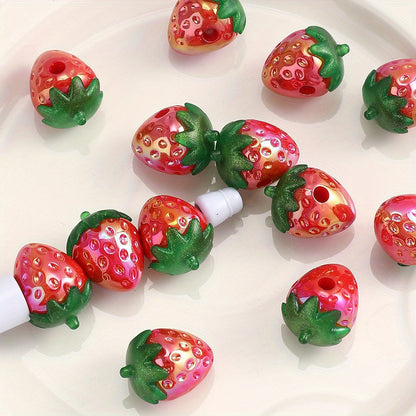 Red Strawberry Acrylic Beads