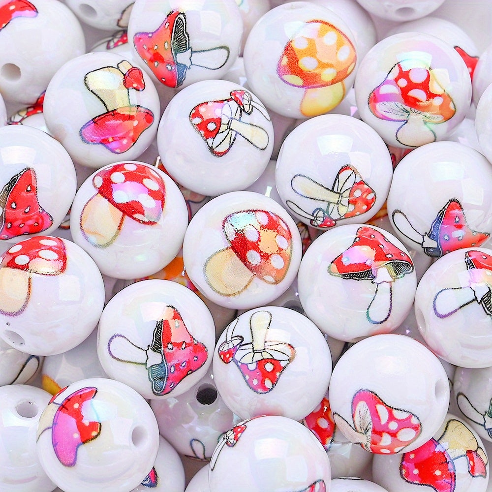 10pcs Red Mushroom Design Acrylic Beads