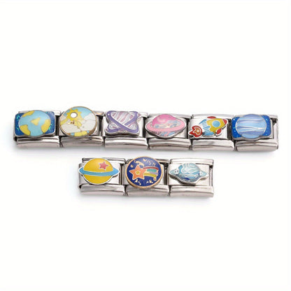 Space-Themed Stainless Steel Bead