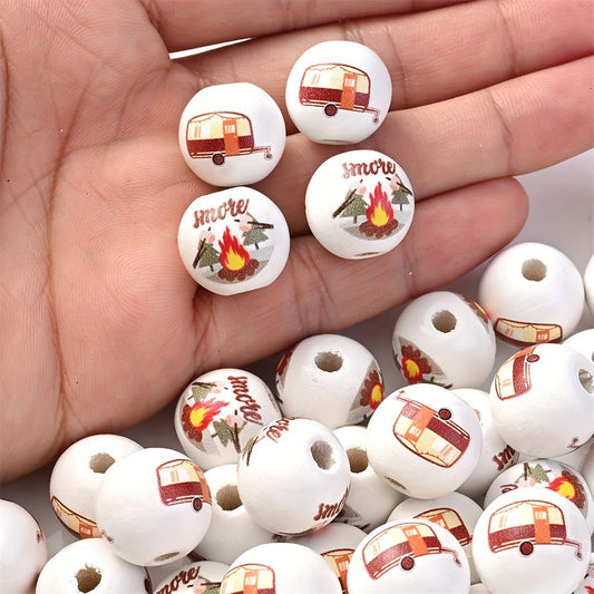 10PCS 6mm Camping-Themed Round Bead Set