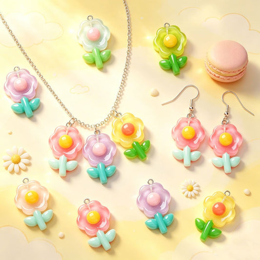 Resin Flower Sunflower Flatback Pendants