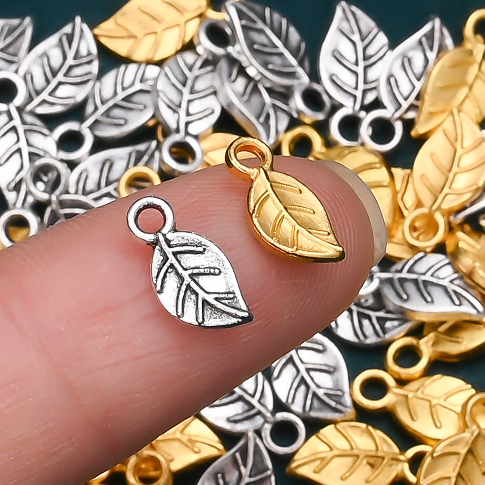 Golden Leaf Alloy Pendant Charms