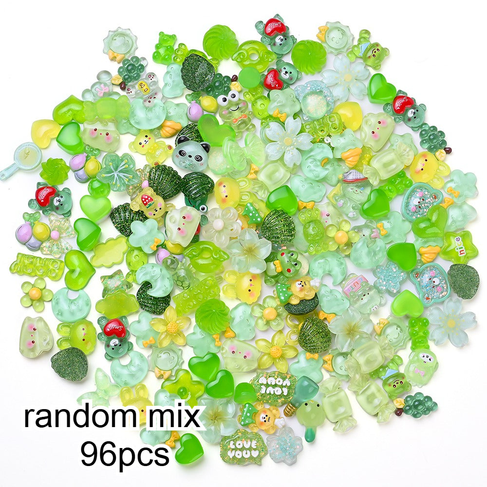 96pcs Rainbow Theme Acrylic Flatback Beads